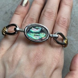 Avon Abalone Silver & Gold Cuff Bracelet
